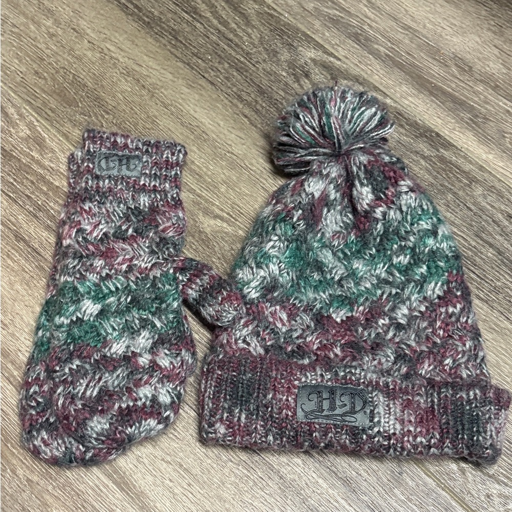Harley-Davidson Multicolor Knit Hat and Mittens